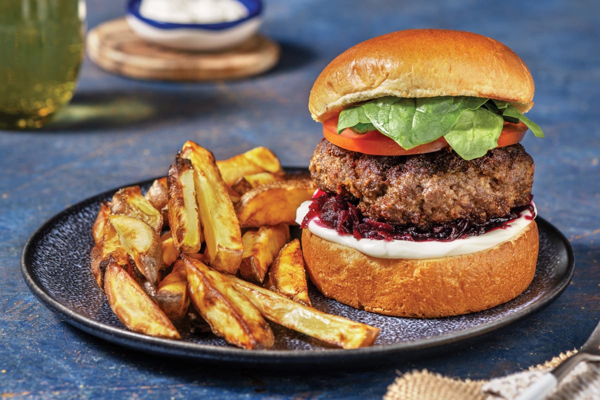 Dijon Beef Burger & Fries