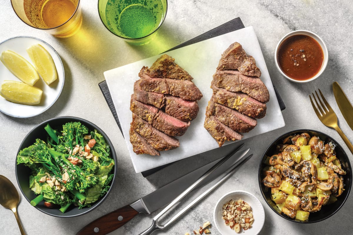 Herbed Steak & Parmesan-Mushroom Potatoes