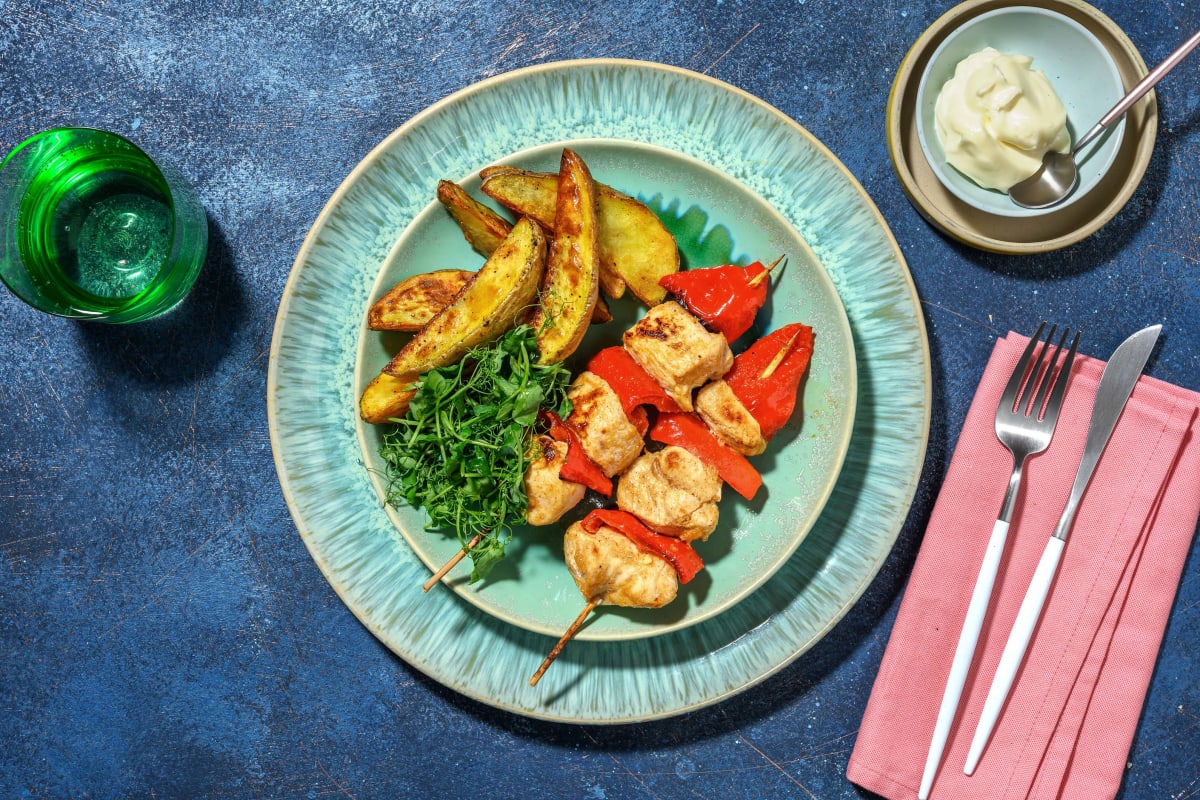 'Rocket Ship' Chicken and Pepper Korma Skewers