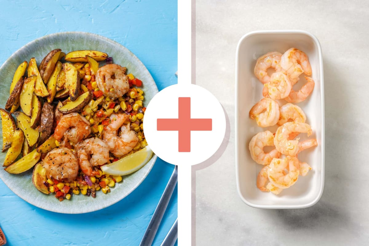 Lemon-Garlic Double Shrimp, Corn and Peppers