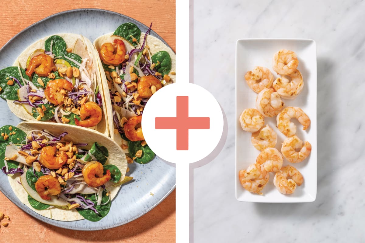 Quick Double Honey-Soy Prawn Tacos