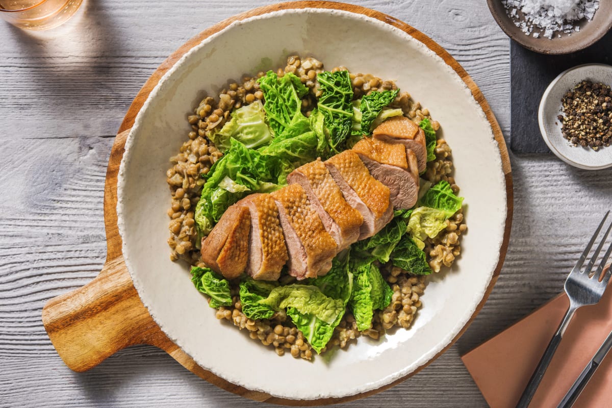 Duck Breast with Mustard Lentils