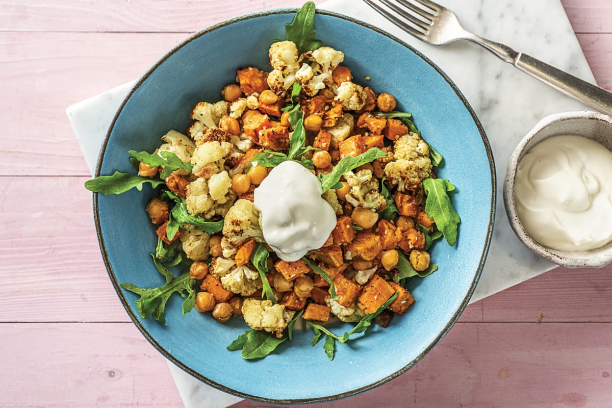 Dukkah Spiced Cauliflower & Chickpea Rocket Salad