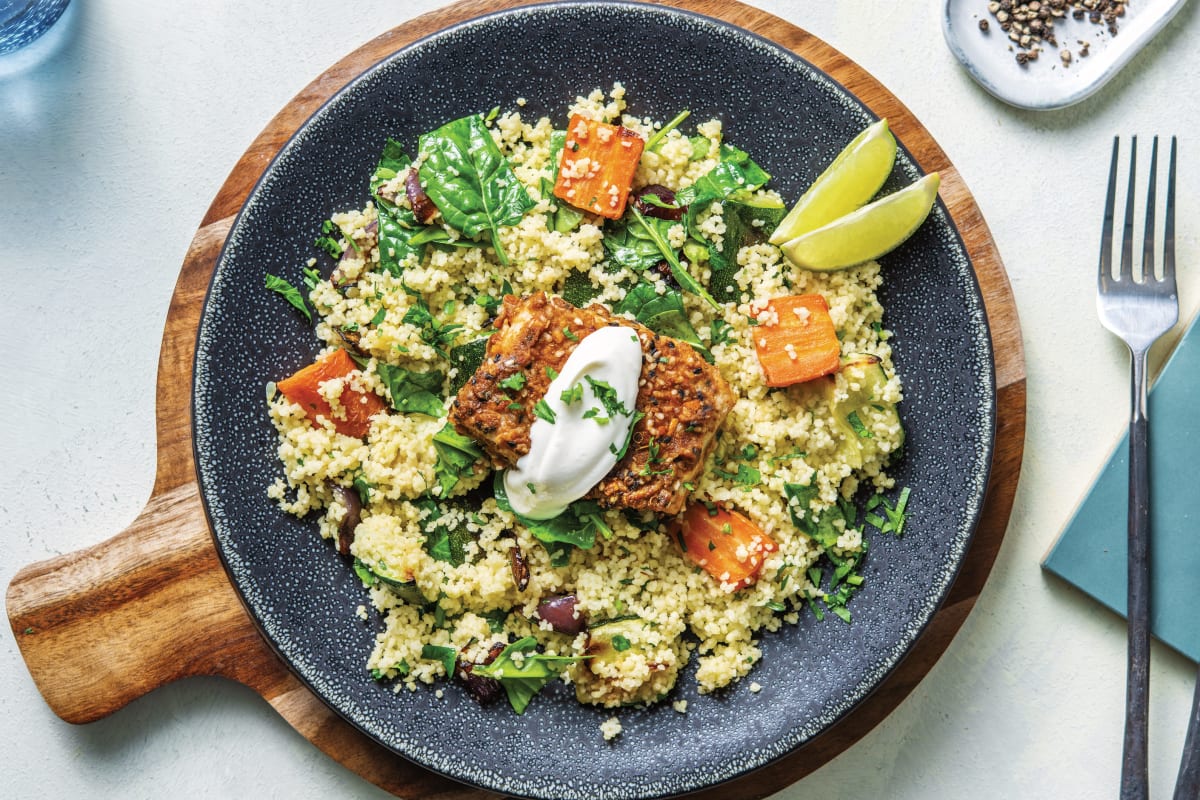 Dukkah Crusted Fish & Couscous Recipe | HelloFresh