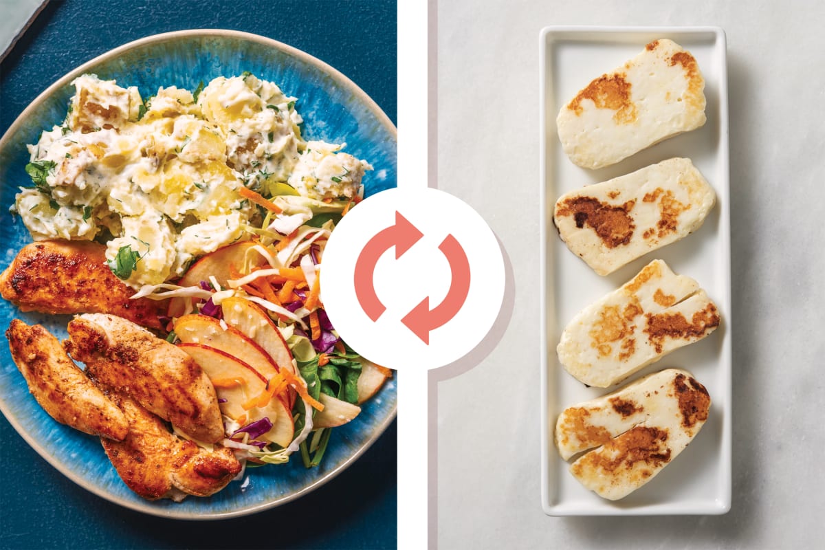 Easy Aussie-Spiced Haloumi & Apple Slaw