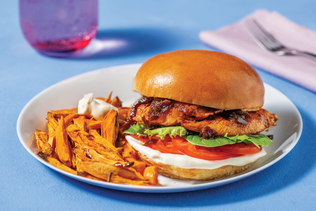 Easy BBQ Chicken Burger & Onion Chutney