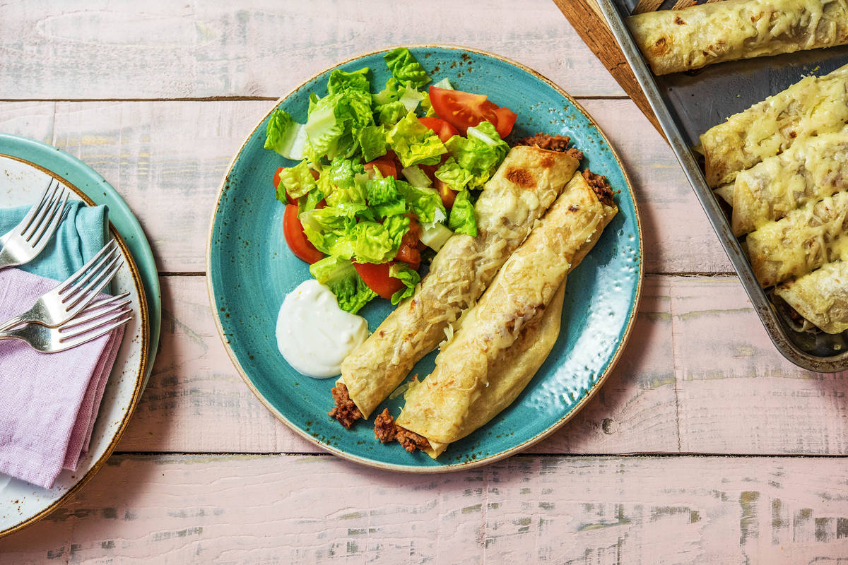 Beef Enchiladas with Salad Recipe HelloFresh