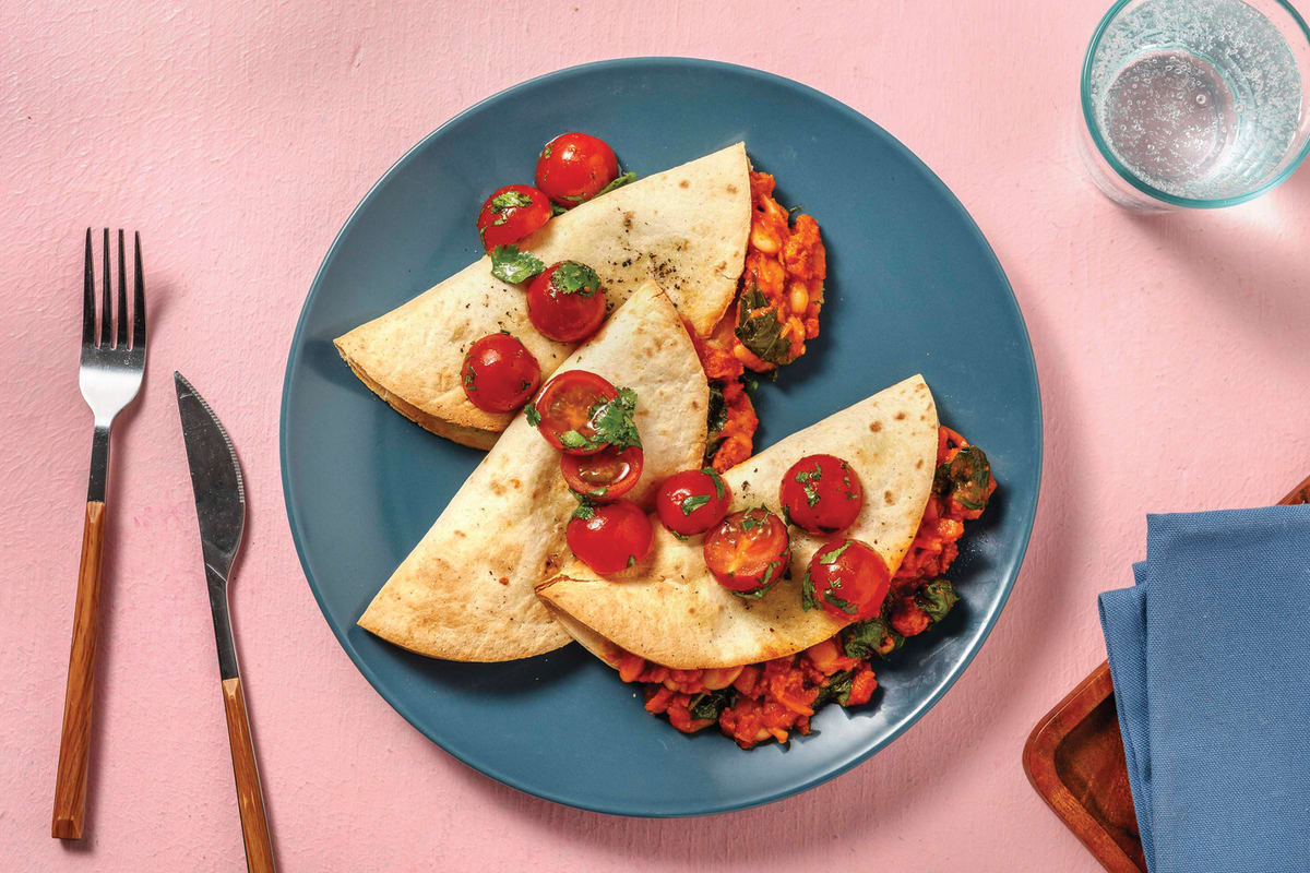 Cheesy Chorizo & Bean Quesadillas