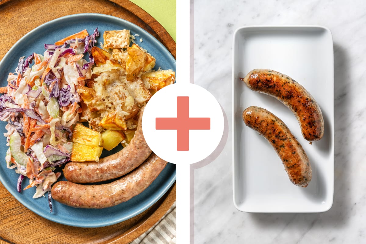 Easy Double Pork Sausages & Celery Slaw