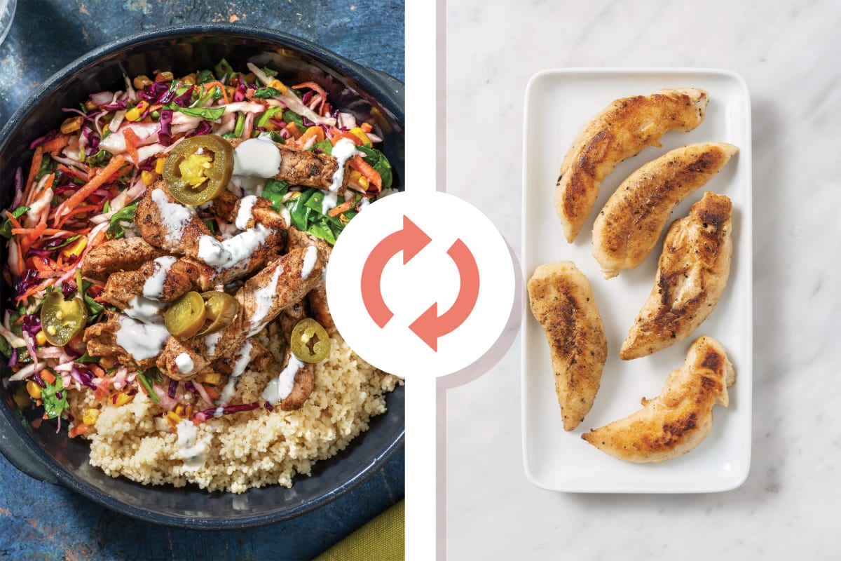 Easy Seared Chicken & Charred Corn Slaw