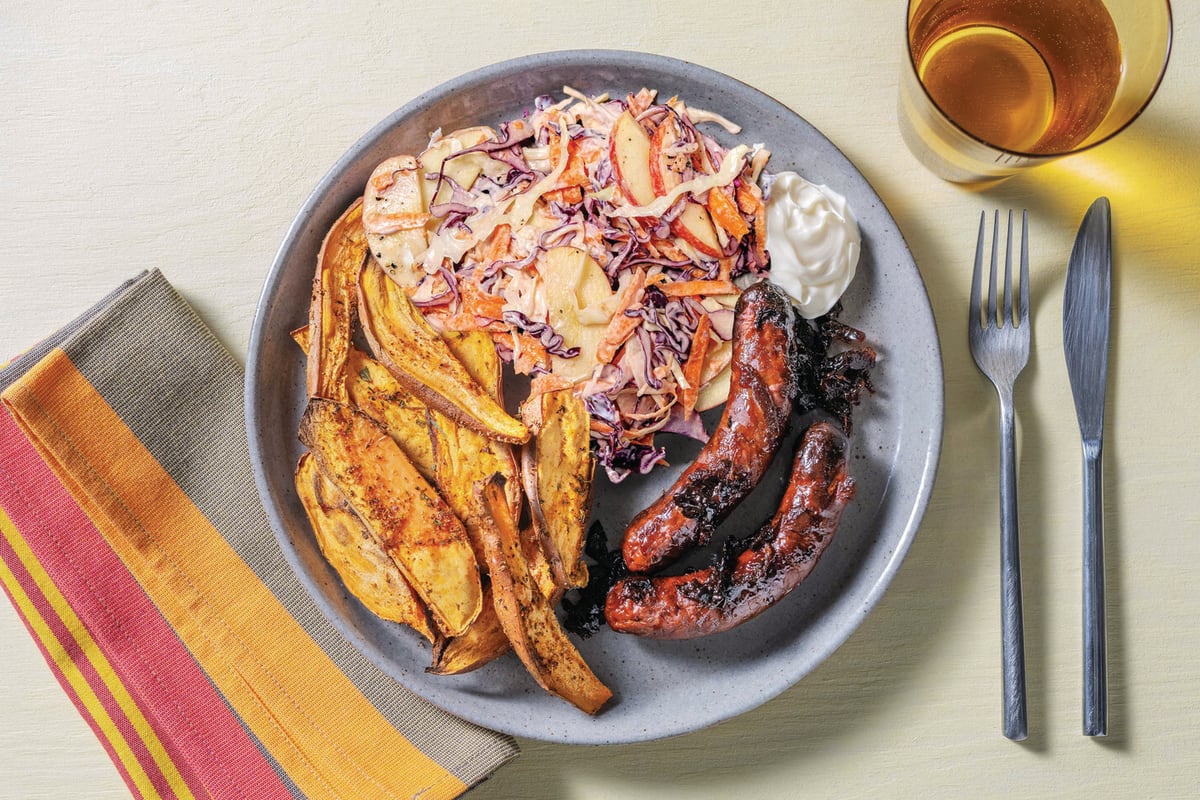 Caramelised Onion Beef Sausages & Gravy