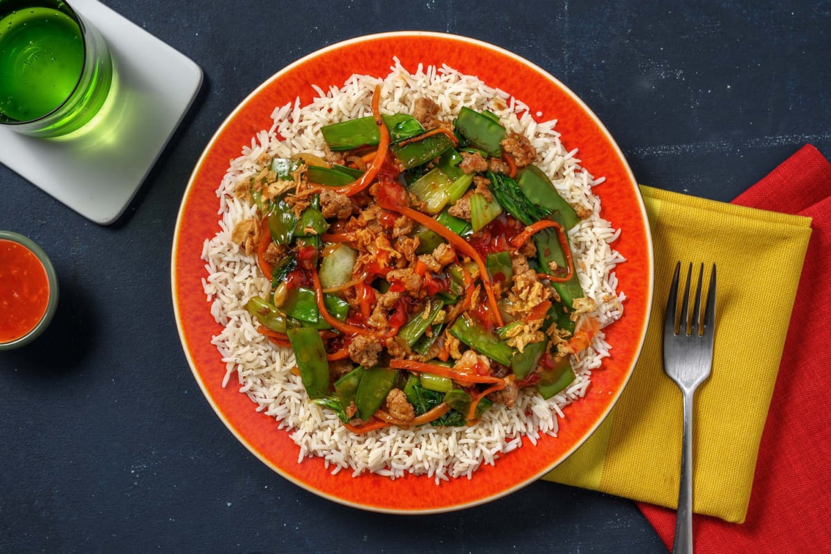 Sauté de dinde et de légumes à la sauce au chili doux