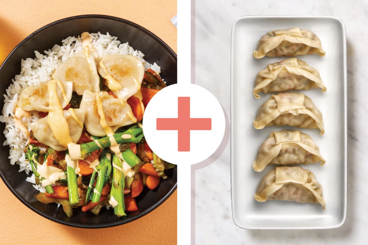 Double Edamame Dumplings & Garlic Rice Recipe HelloFresh