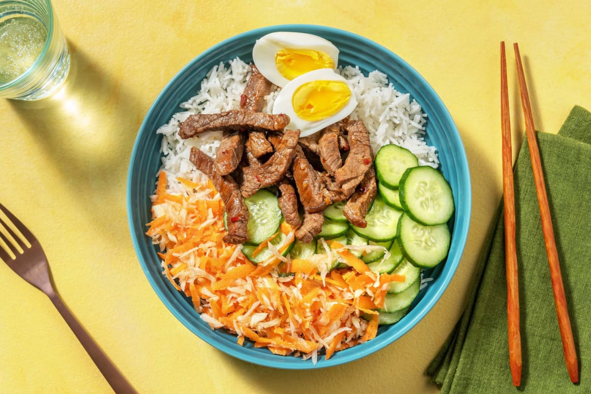 Bowl bulgogi aux émincés de steak & légumes à l'aigre-douce