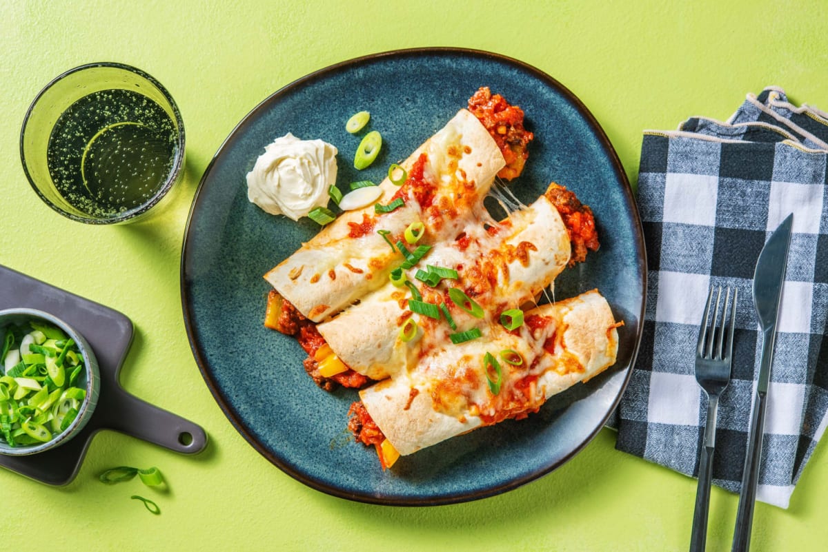 Enchiladas au bœuf et aux poivrons