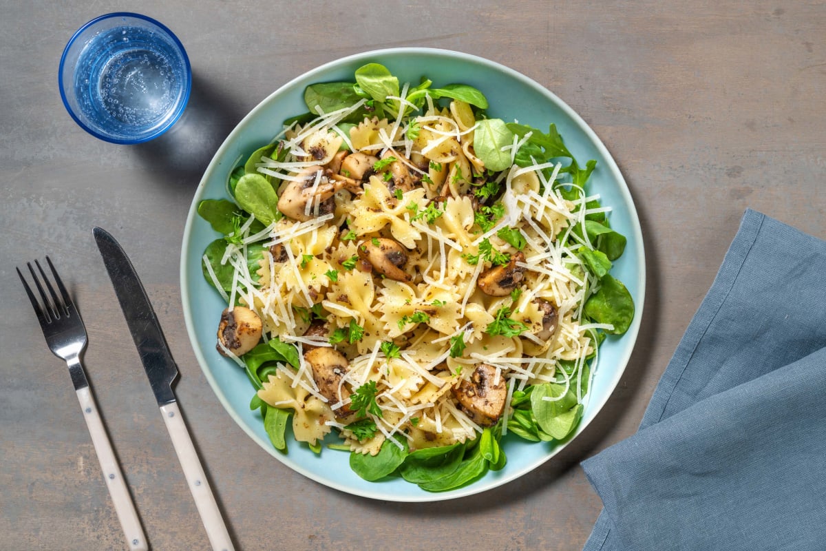 Farfalle au pesto de champignons des bois