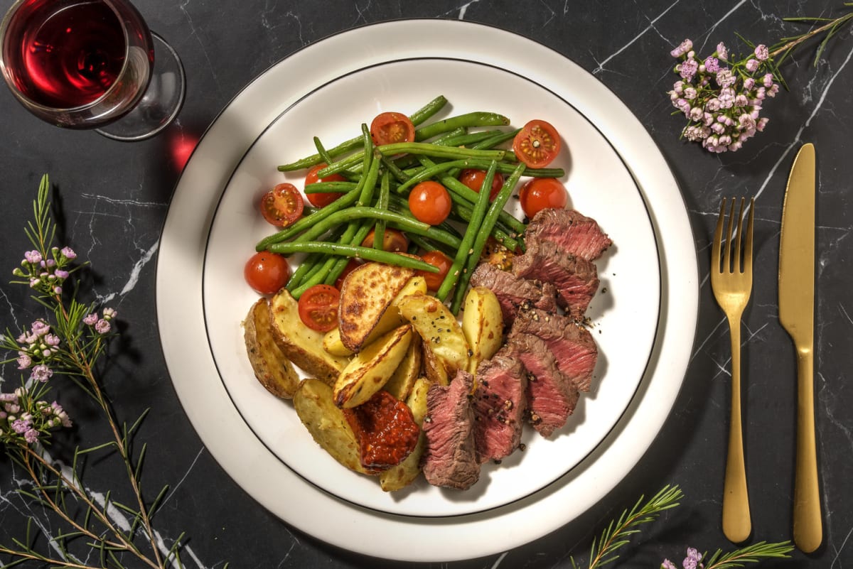 Feines Rinderhüftsteak mit Pflaumendip