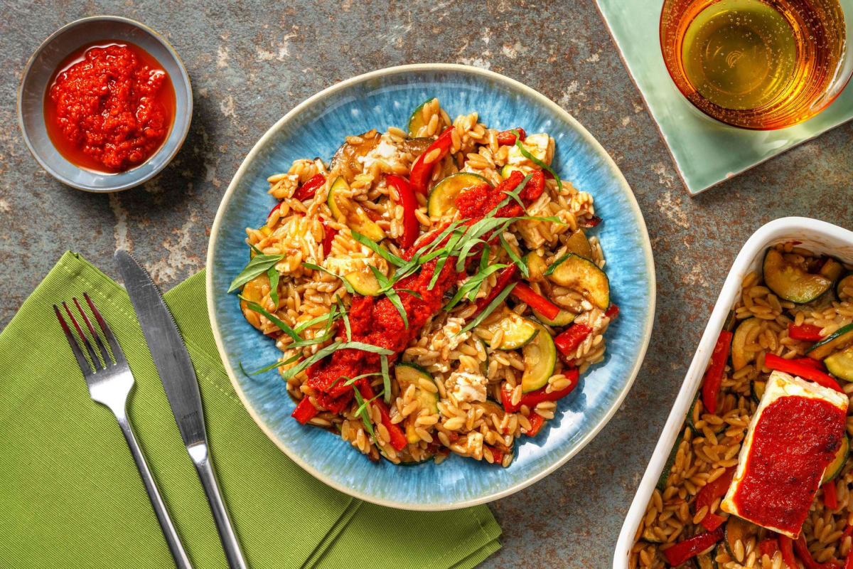 Feta au four et orzo