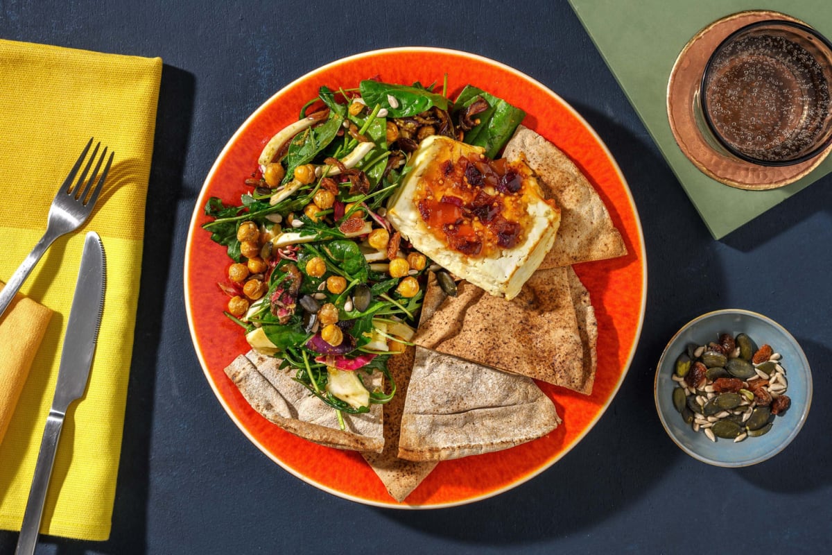 Feta grillée, chutney d’oignons et salade de fenouil