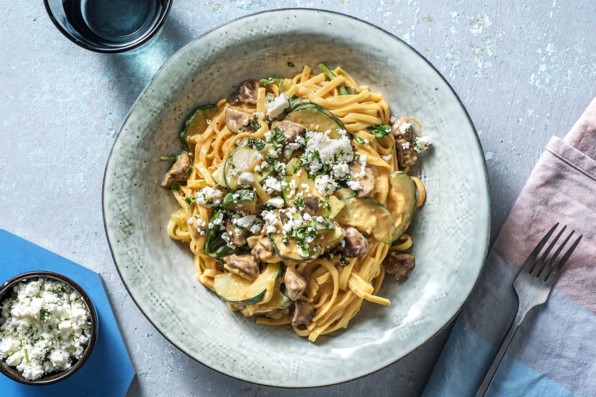 Fettuccine mit Tomatenrahm und Spinat