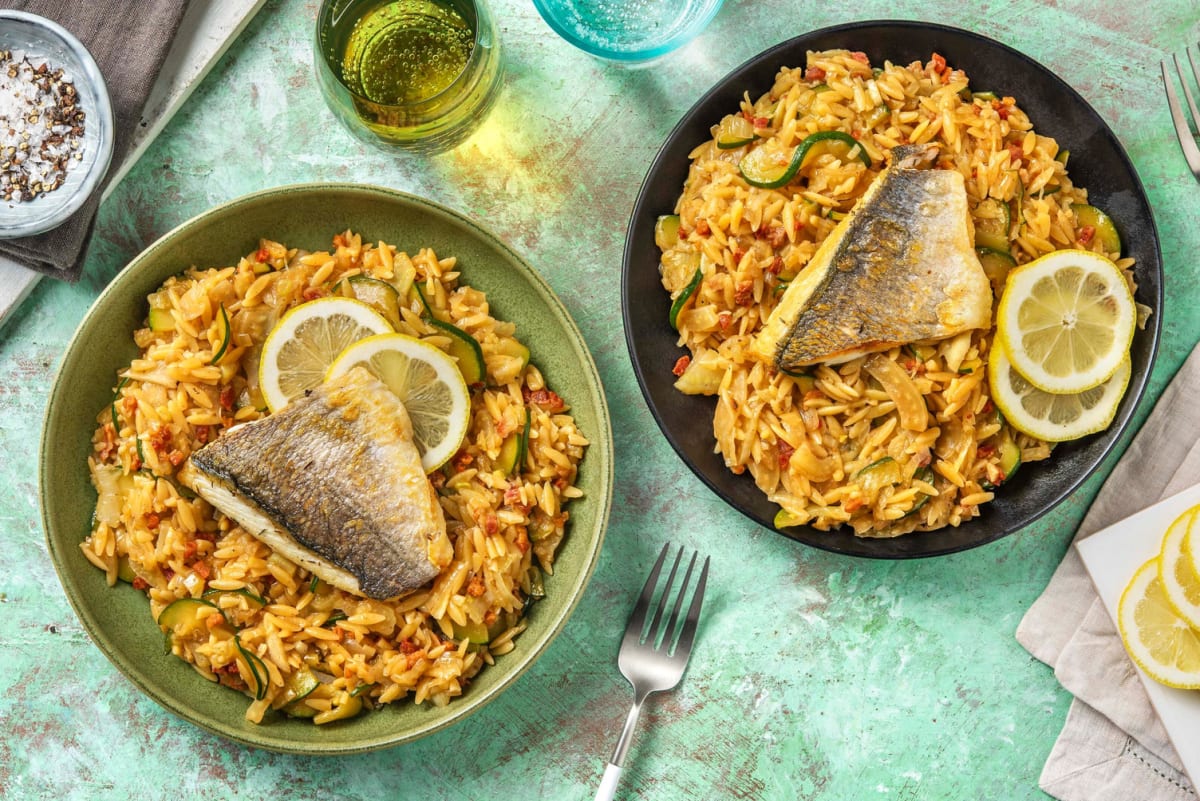 Heekfilet met risotto van orzo