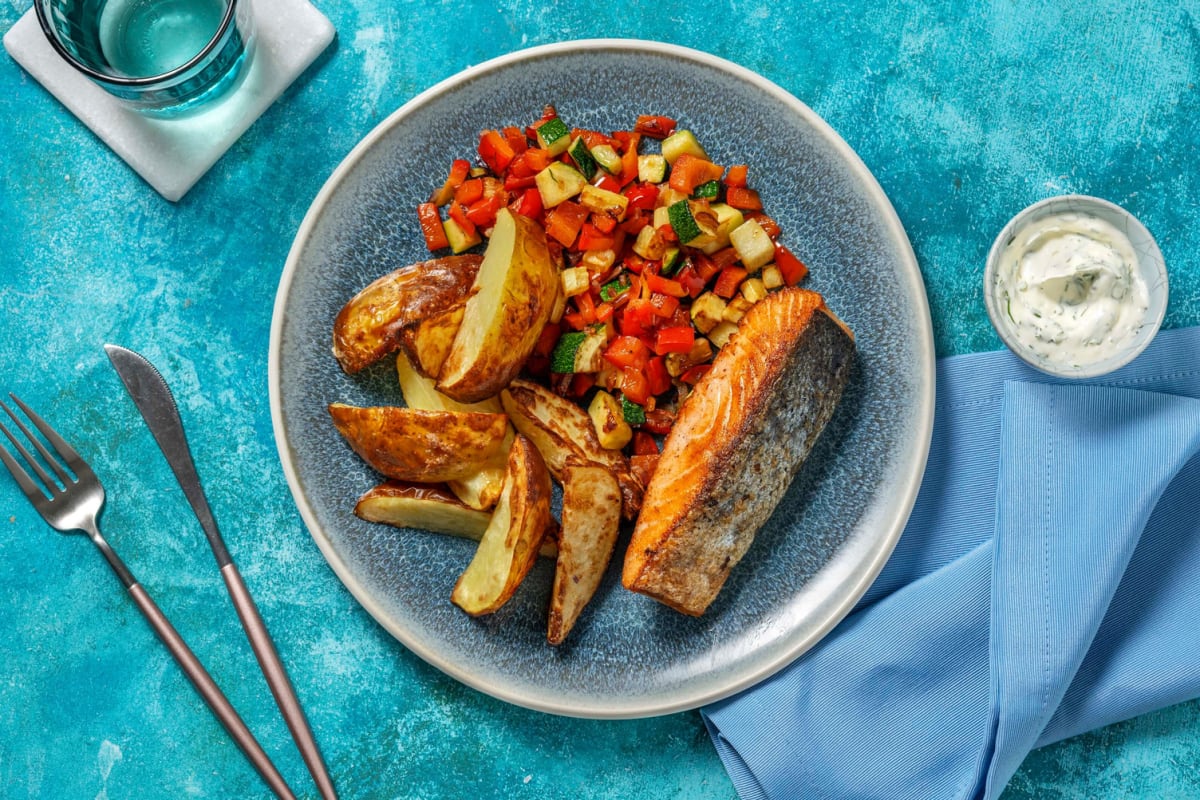 Gebakken zalmfilet met dille-mayonaise