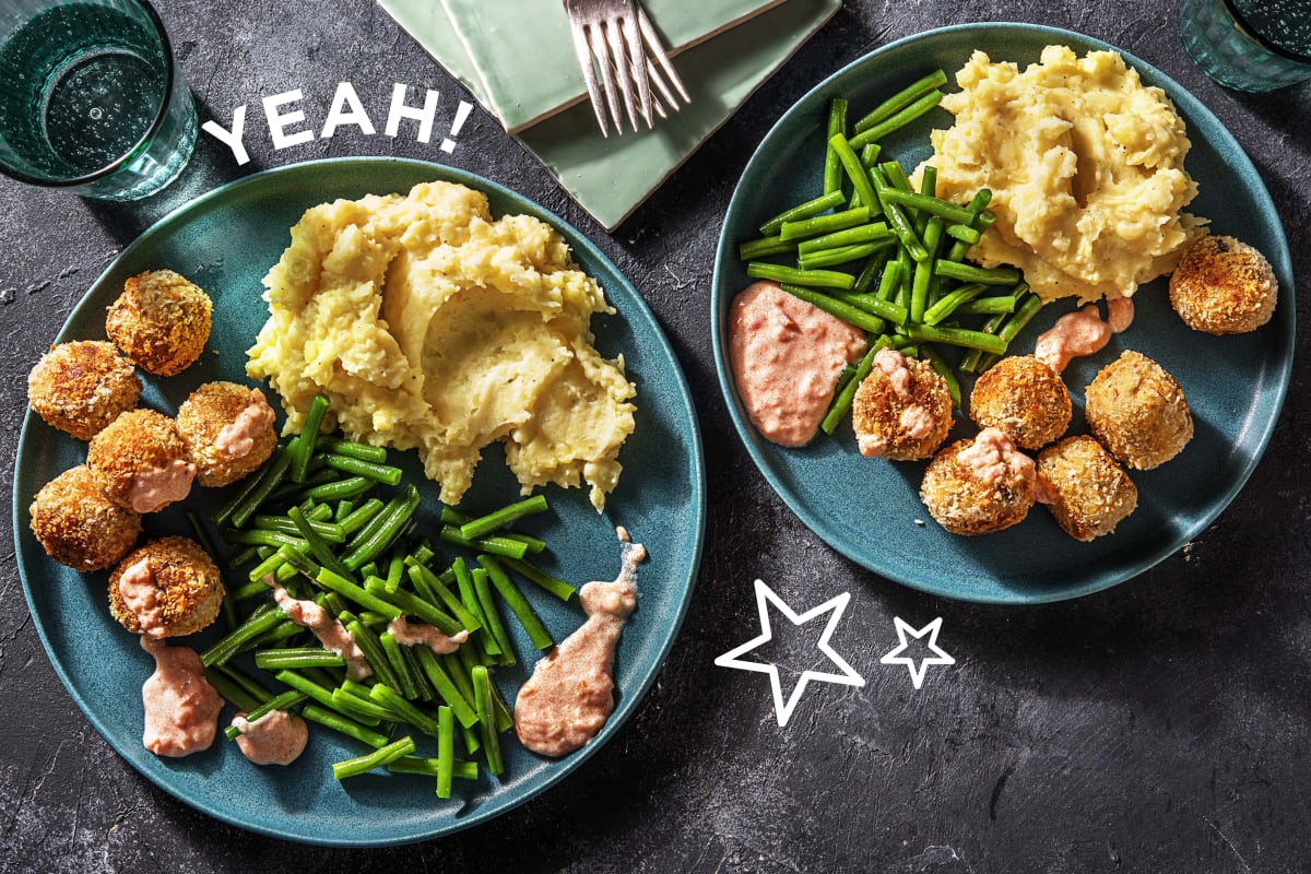 Fischbällchen mit Kartoffelstampf