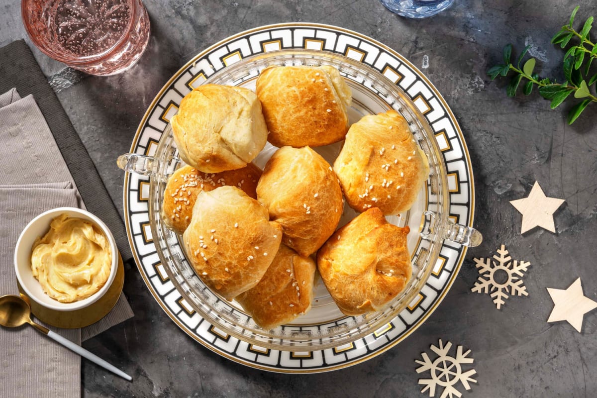 Fluffy Sesame Dinner Rolls