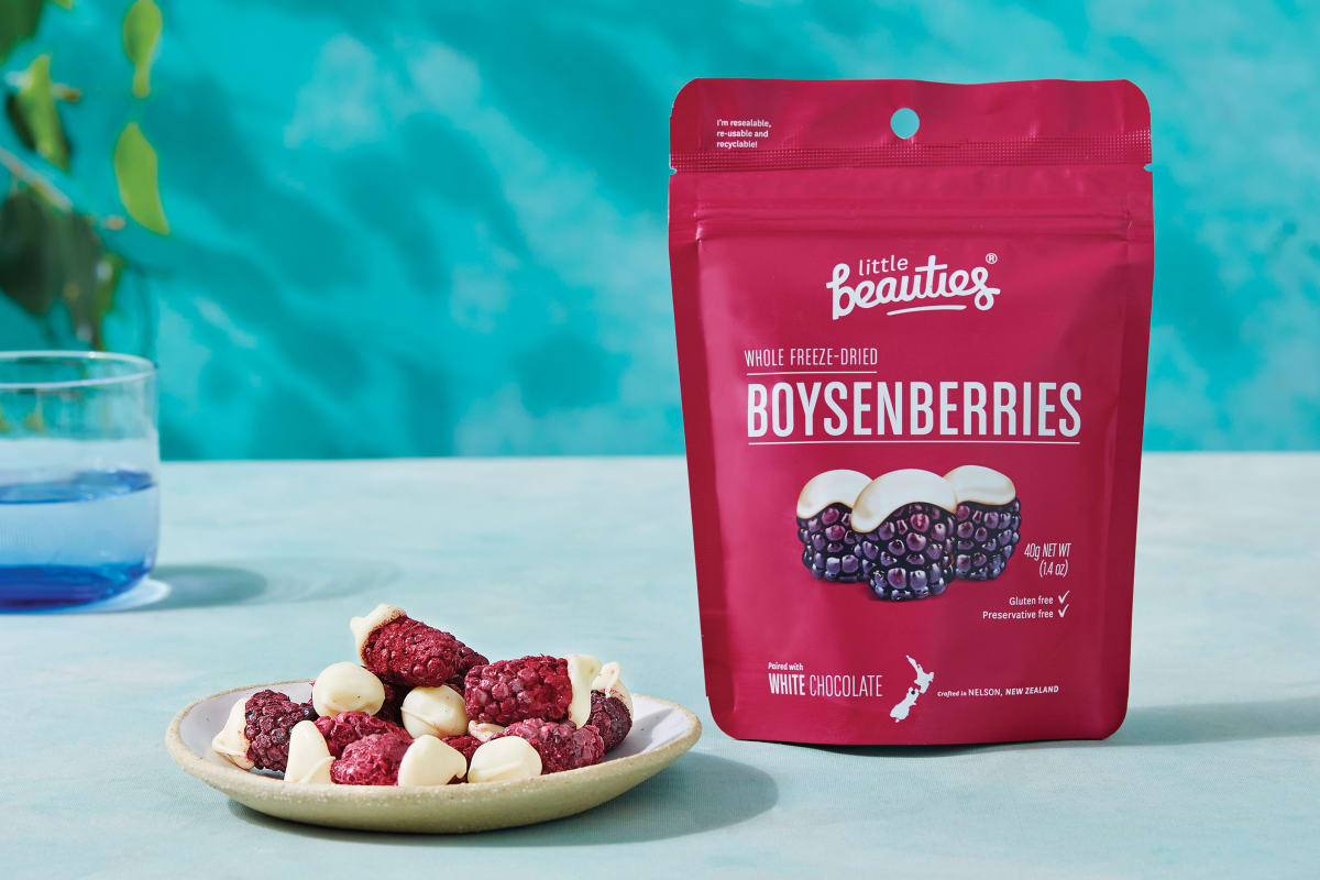 Freeze-Dried Boysenberries with White Chocolate