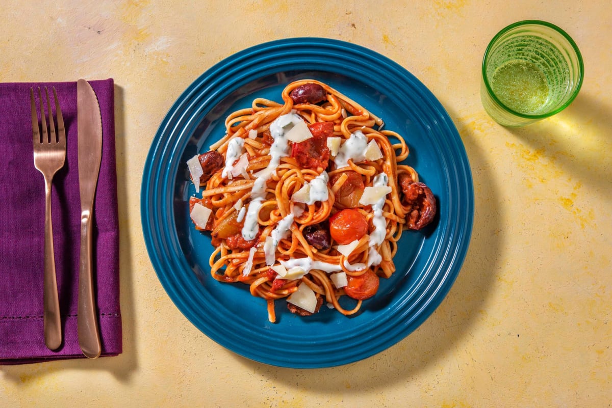 Frische Linguine mit Antipasti-Gemüse