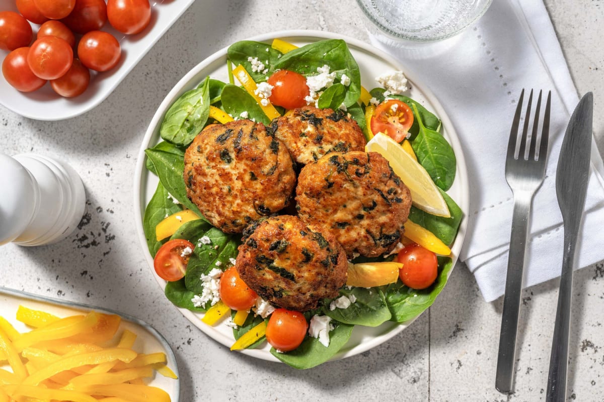 Carb Smart Spinach and Feta Pork Patties