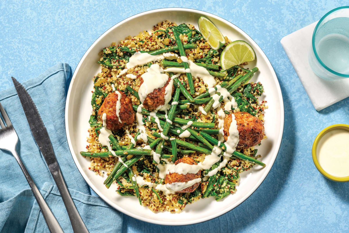 Garlic & Herb Pork Meatballs & Zesty Quinoa