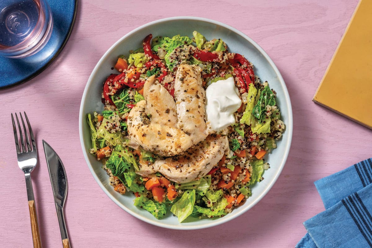 Garlicky Chicken & Quinoa-Millet Salad