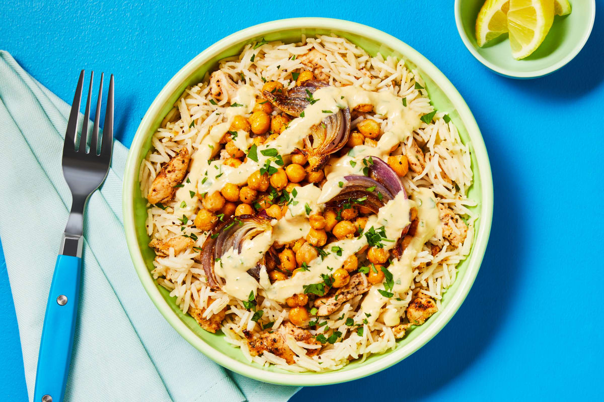 Garlicky Sumac Chicken & Chickpea Bowls