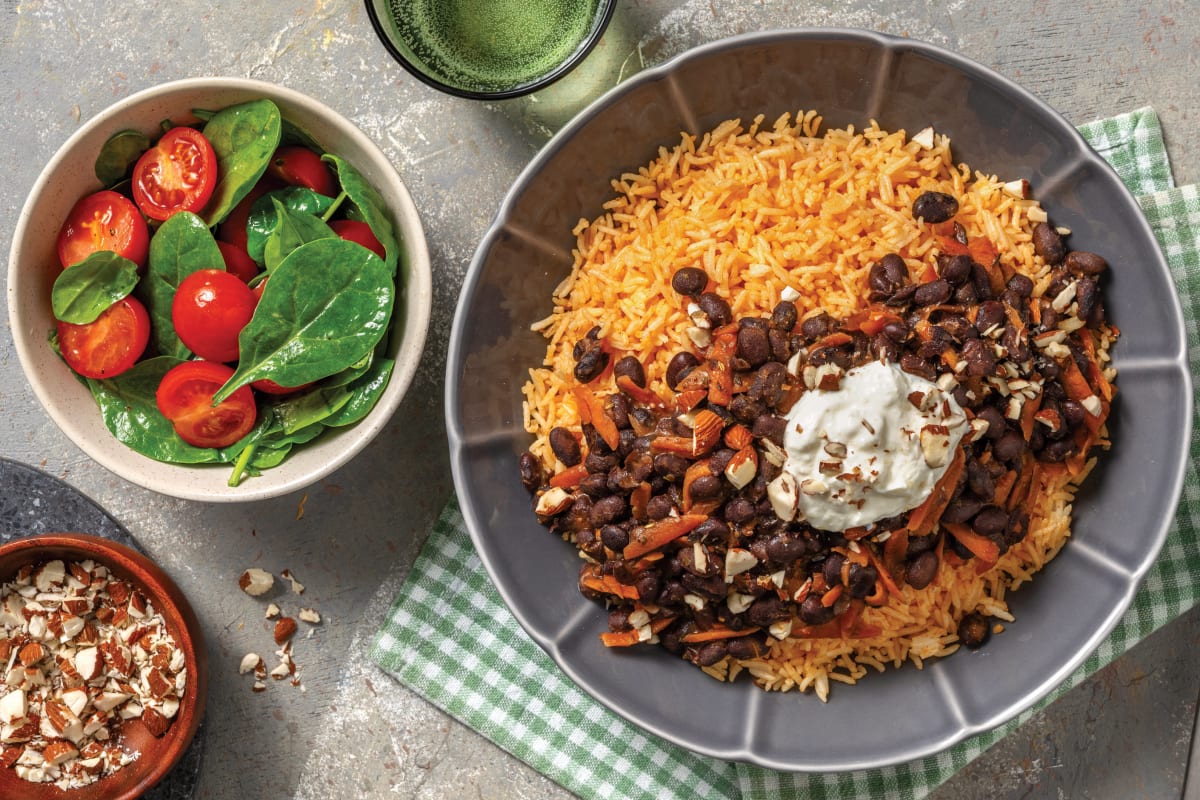 Garlicky Tomato Chickpeas & Harissa Rice