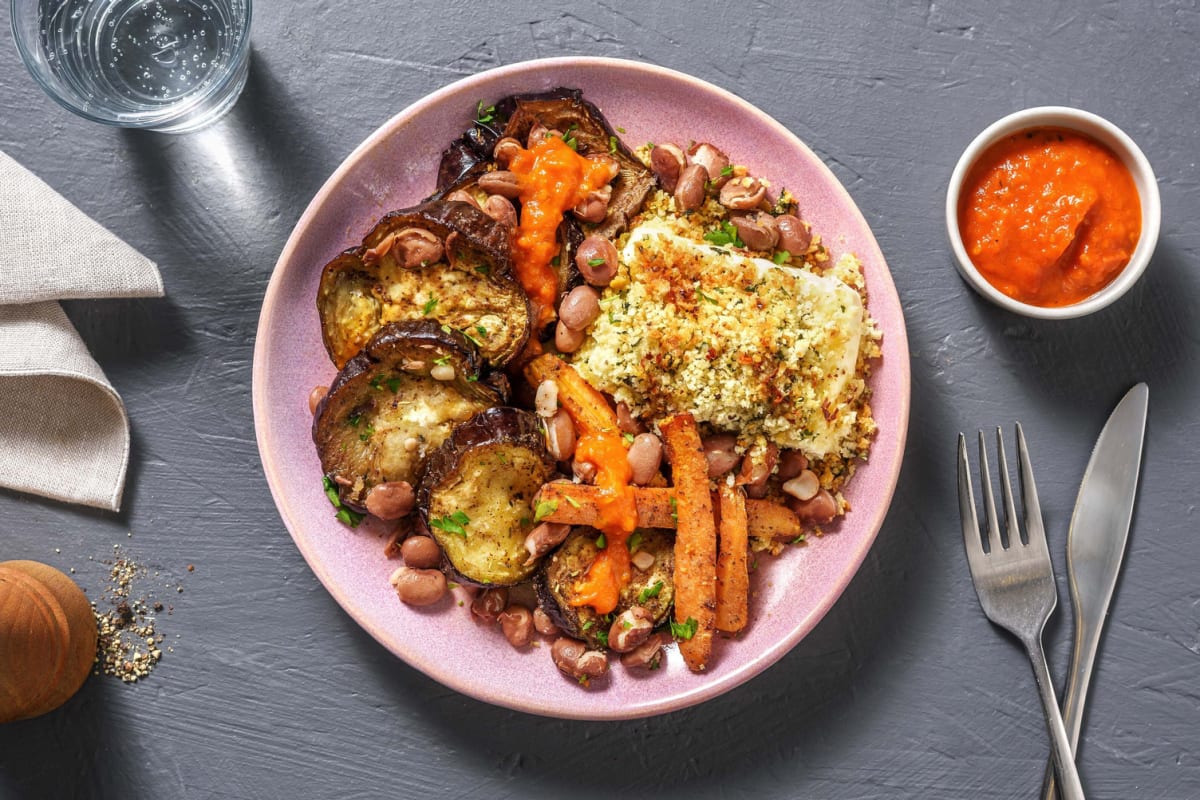 Gebackener Hirtenkäse mit Panko-Oregano-Kruste