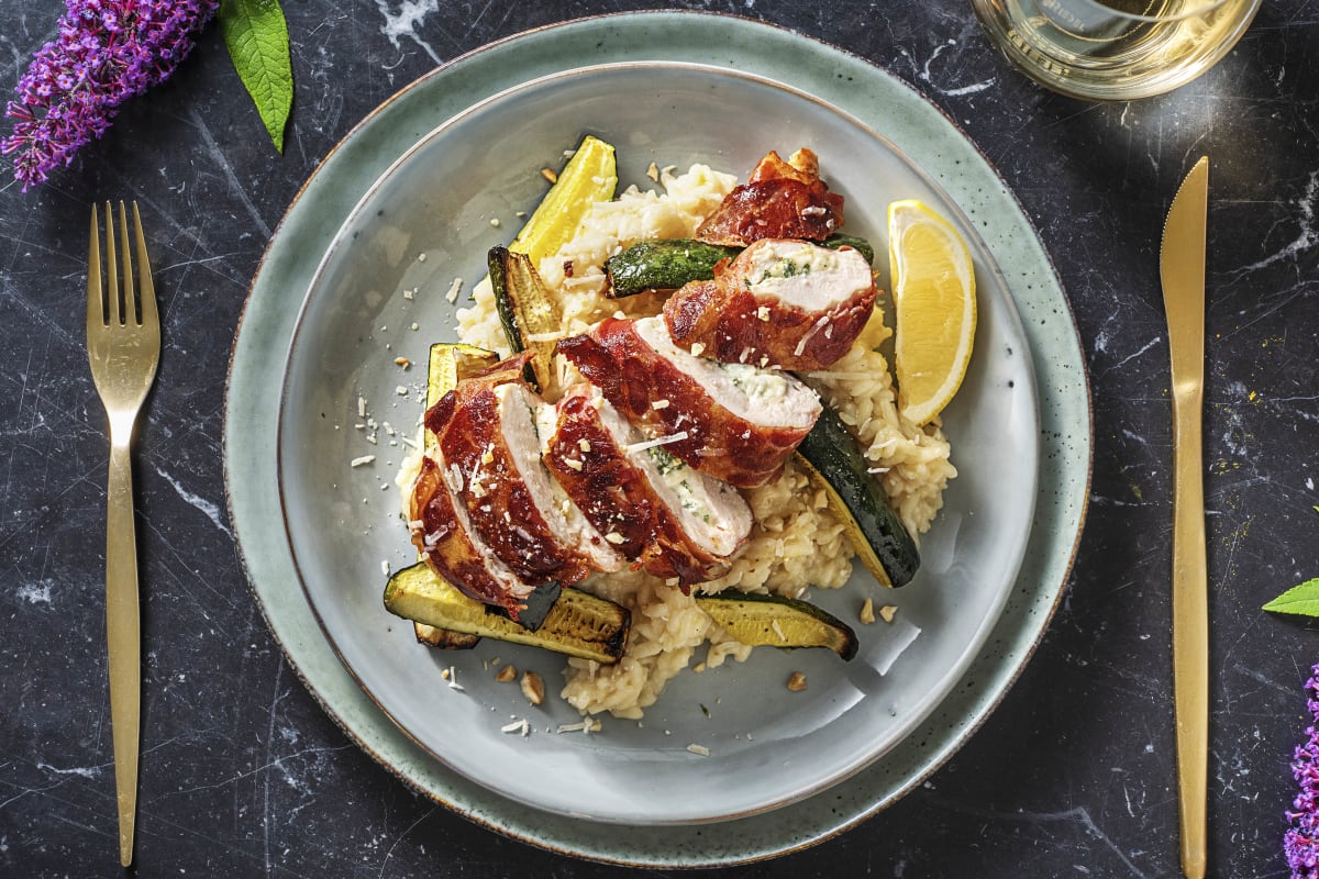 Poulet farci à la ricotta et enveloppé de coppa di parma