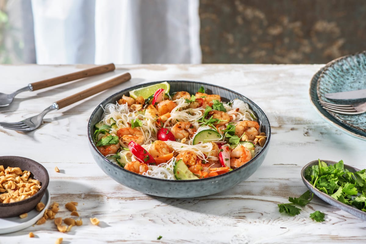 Leichter Glasnudelsalat mit Garnelen