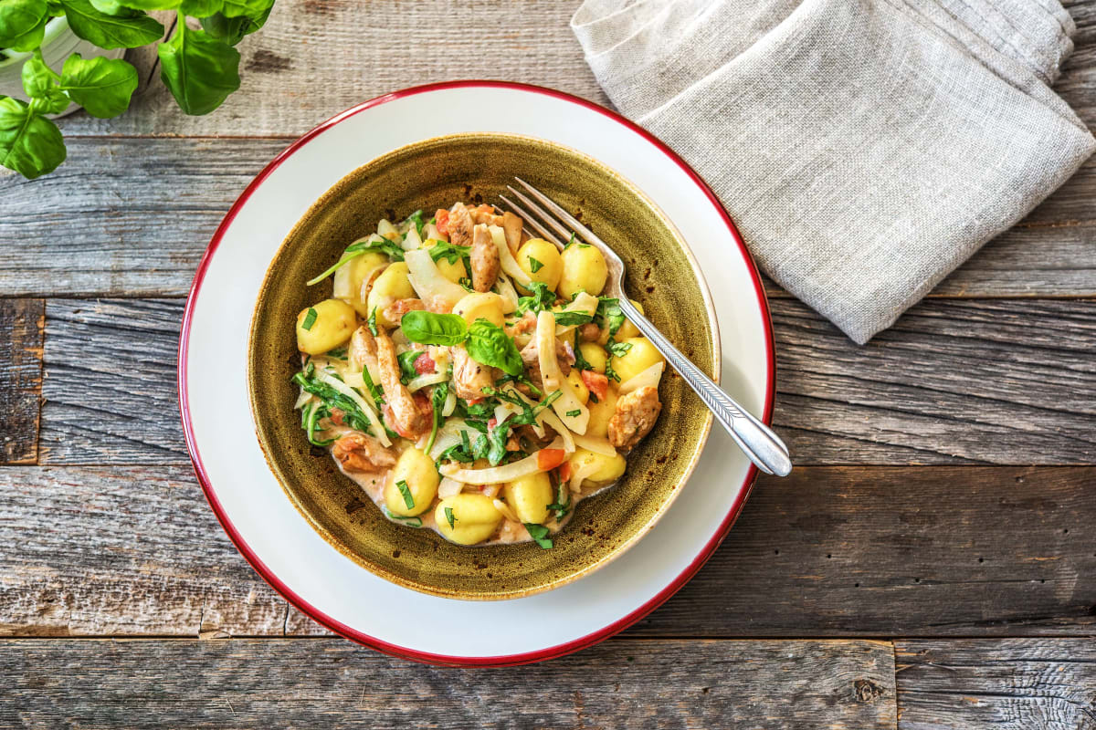 Gnocchis au poulet dans une sauce à la crème