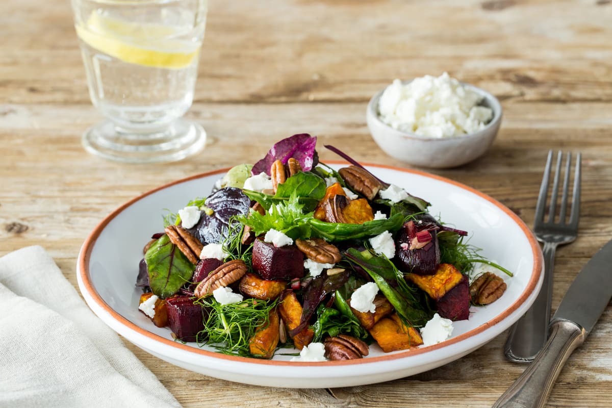 Goat Cheese, Pecan & Roast Vegetable Salad