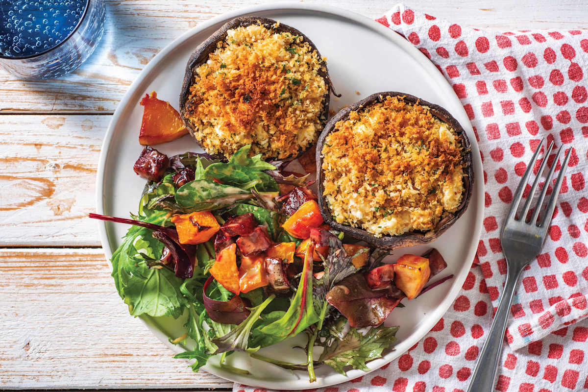 Golden Garlic & Fetta Stuffed Mushrooms