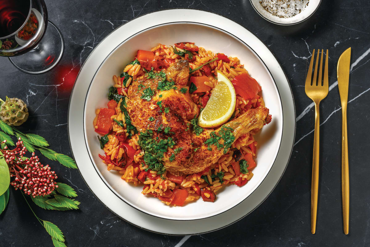 Golden Roast Chicken & Paella-Style Risoni