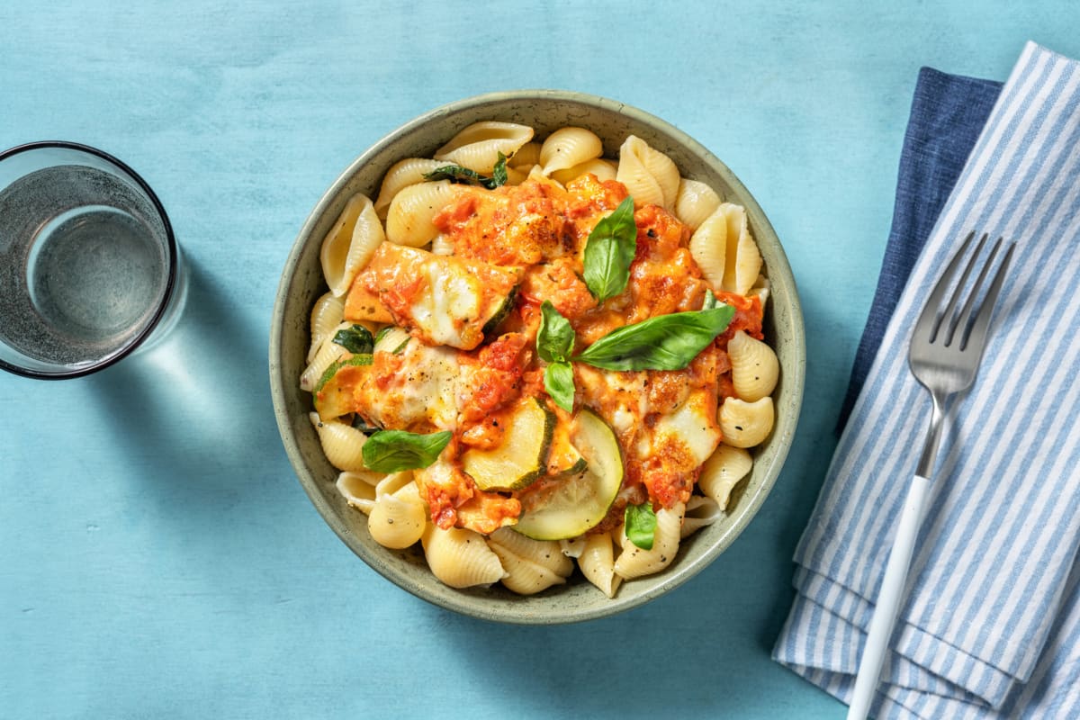 Gratin de courgette en sauce tomate crémeuse