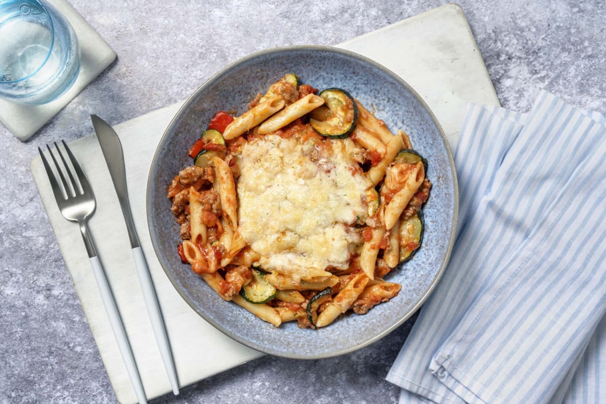 Cheesy Baked Beef Penne