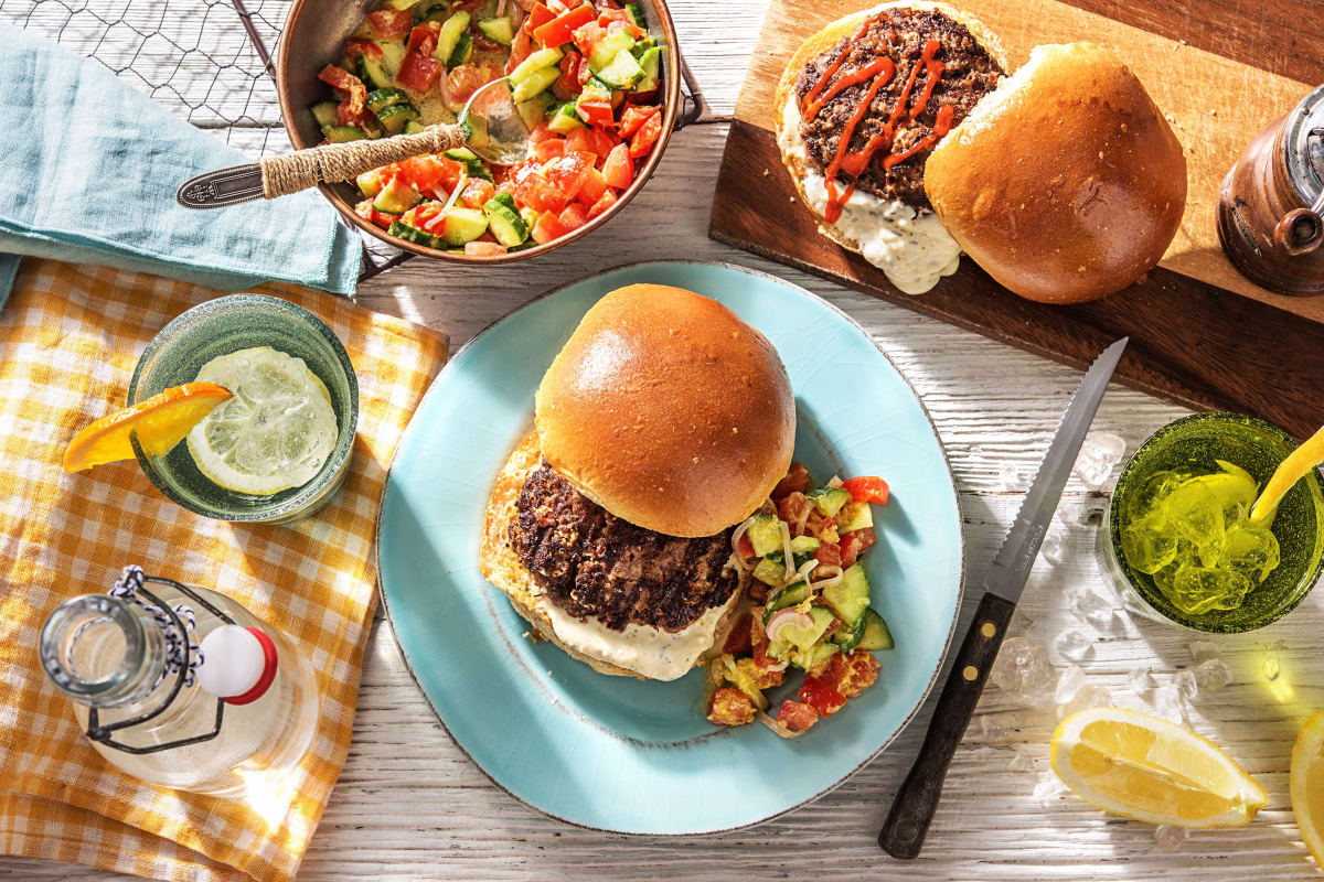 Greek Diner Burgers on the Grill