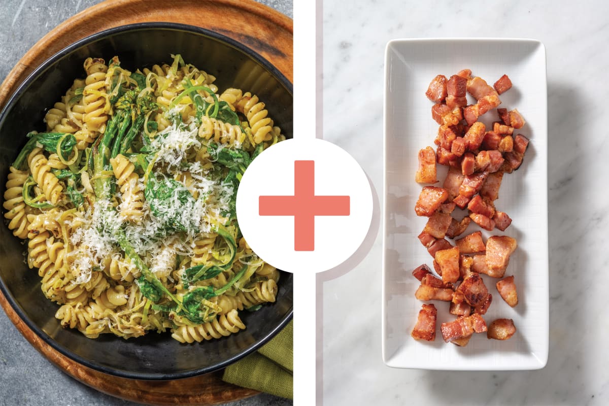 Creamy Green Pesto & Bacon Fusilli