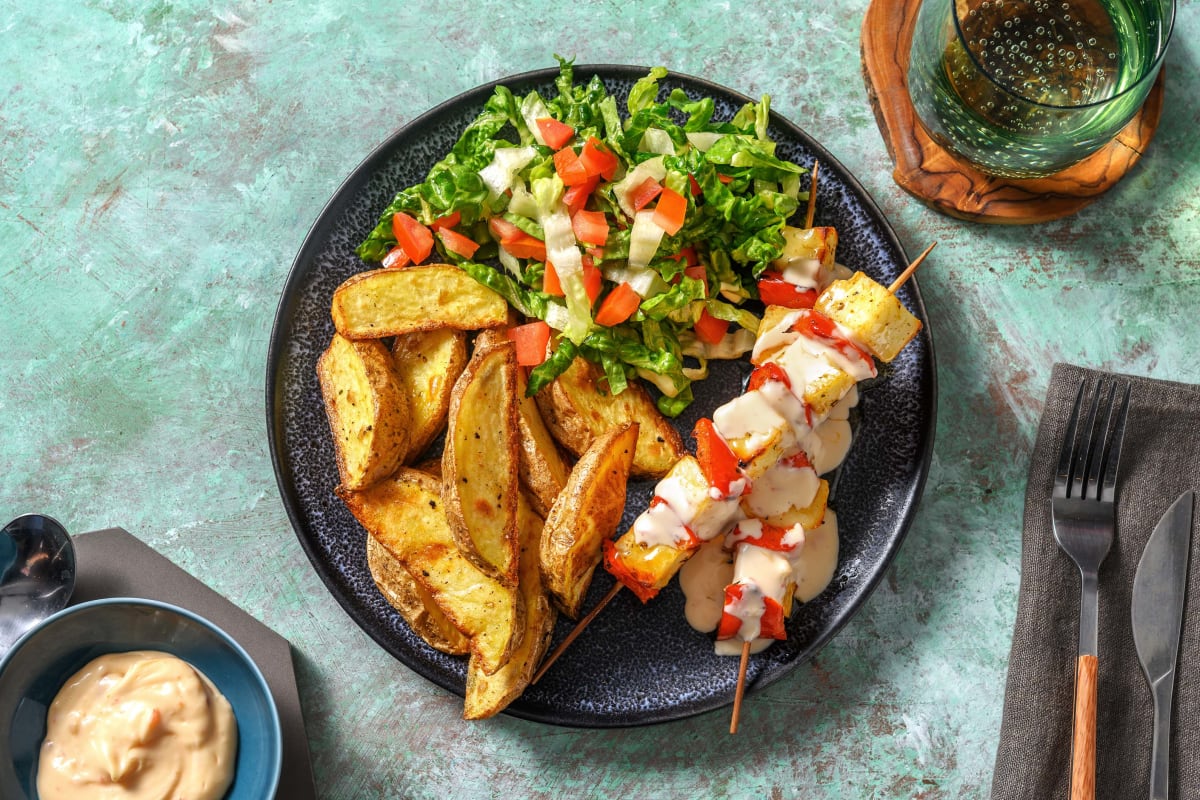 Halloumi and Pepper Skewers