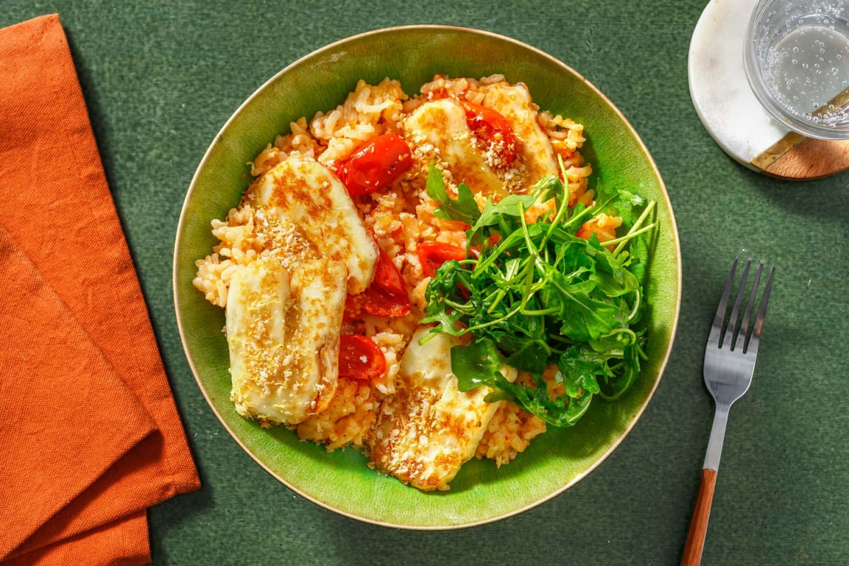 Halloumi and Sun-dried Tomato Risotto