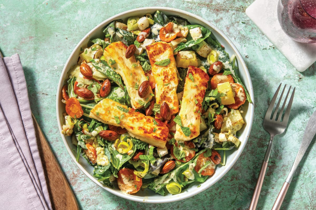 Honey Haloumi & Creamy Roast Veggie Salad