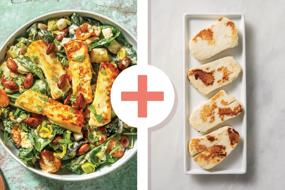 Double Honey Haloumi & Creamy Roast Veggie Salad